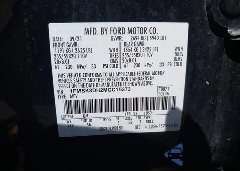 2021 Ford Explorer Xlt from USA, damaged, VIN 1FMSK8DH2MGC15373